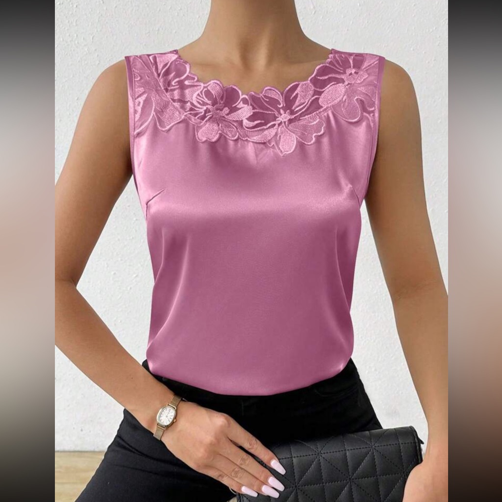 Luxe Pink Lace Detail Cami Top